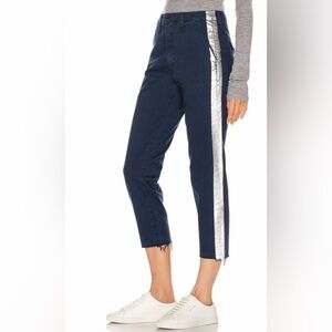 MOTHER Shaker Prep Fray Pant navy and silver size 26 EUC